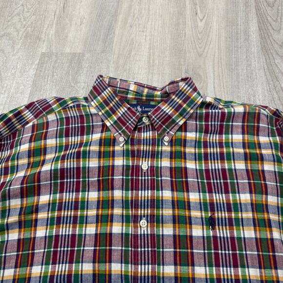 Vintage Polo Ralph Lauren Shirt Men's Extra Large XL Plaid Check Preppy Pony 90s - Picture 3 of 6